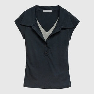 Noir Double Collar Short Sleeve T-shirt