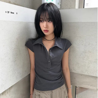 Noir Double Collar Short Sleeve T-shirt