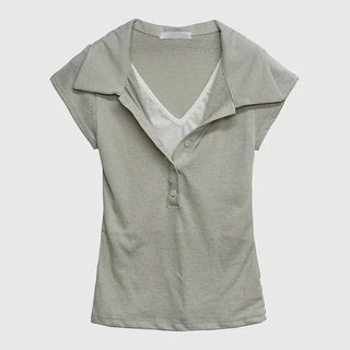 Noir Double Collar Short Sleeve T-shirt