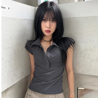 Noir Double Collar Short Sleeve T-shirt