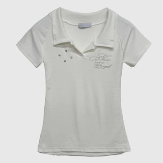 Four-eyelet collar short-sleeve tee