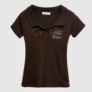 Four-eyelet collar short-sleeve tee
