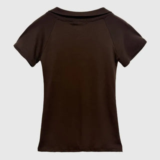 Four-eyelet collar short-sleeve tee
