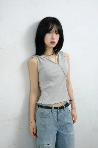 Maroon Button Sleeveless