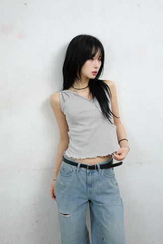 Maroon Button Sleeveless