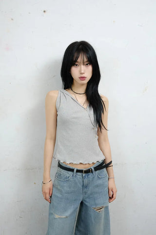 Maroon Button Sleeveless