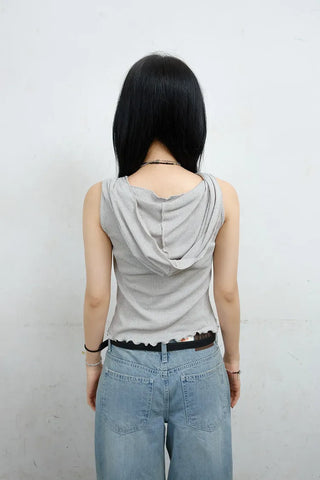 Maroon Button Sleeveless