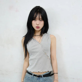Maroon Button Sleeveless
