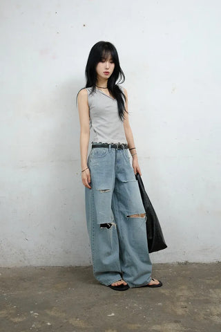 Seven-cut denim jeans