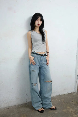 Seven-cut denim jeans
