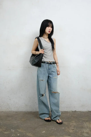 Seven-cut denim jeans