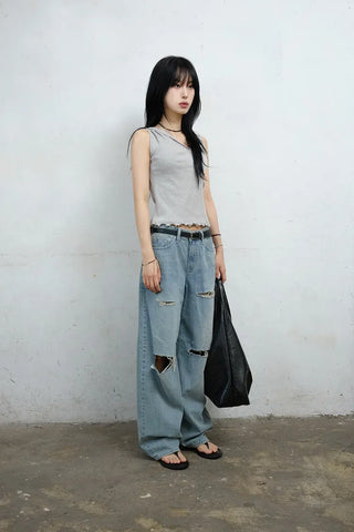 Seven-cut denim jeans