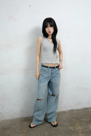 Seven-cut denim jeans