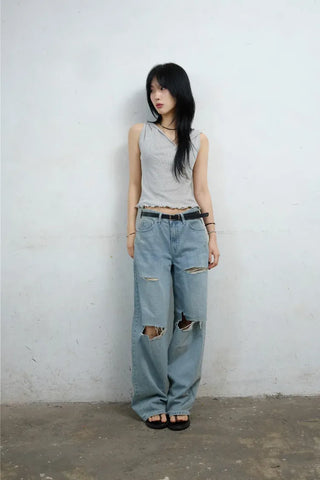 Seven-cut denim jeans