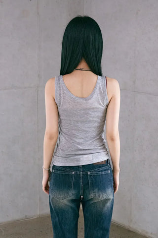 Button Henley Neck Sleeveless