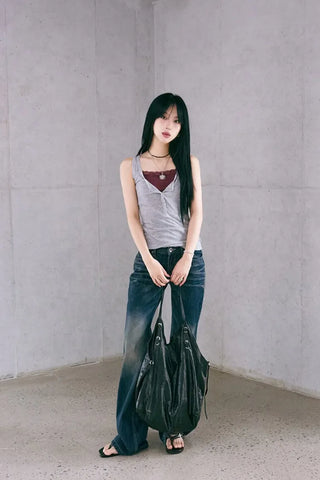 Button Henley Neck Sleeveless