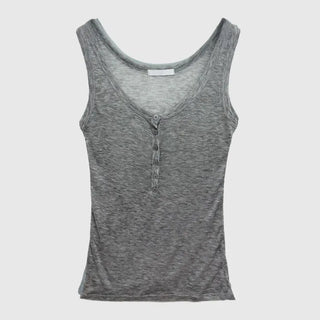 Button Henley Neck Sleeveless