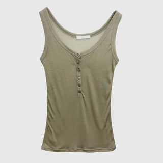 Button Henley Neck Sleeveless
