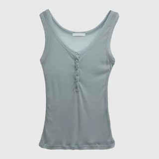 Button Henley Neck Sleeveless