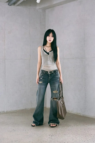 Damaged Loose Bootcut Denim
