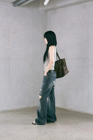 Damaged Loose Bootcut Denim