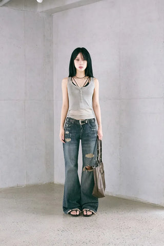 Damaged Loose Bootcut Denim