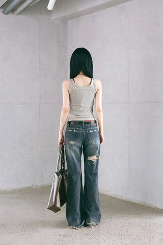 Damaged Loose Bootcut Denim