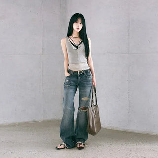 Damaged Loose Bootcut Denim