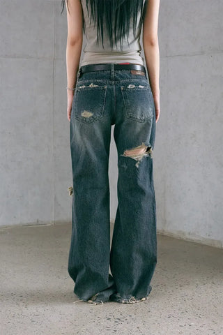 Damaged Loose Bootcut Denim