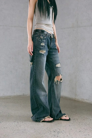 Damaged Loose Bootcut Denim
