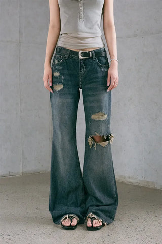Damaged Loose Bootcut Denim