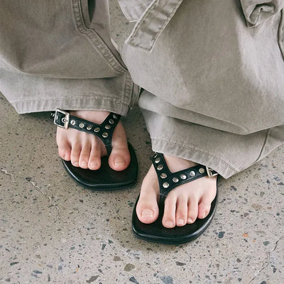 Berry Studded Square Flip-flops