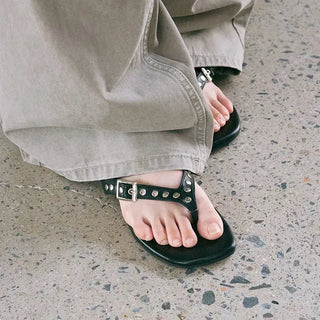 Berry Studded Square Flip-flops