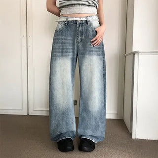 Washed Point Curve Wide Jeans