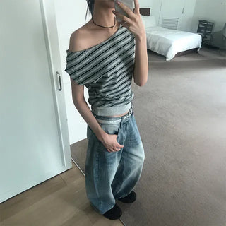 Washed Point Curve Wide Jeans