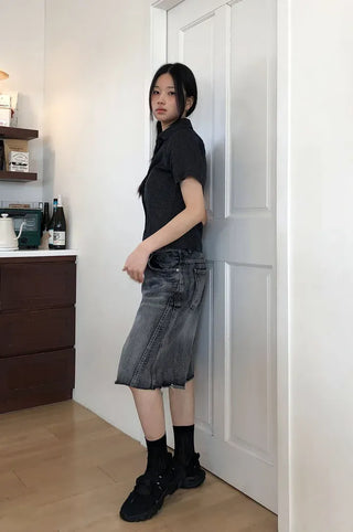 Striped Short Sleeve Collared Shirt