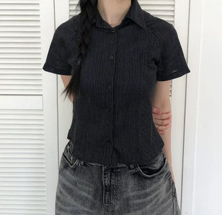 Striped Short Sleeve Collared Shirt