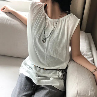 Wrinkle Muffler Sleeveless Mini Dress