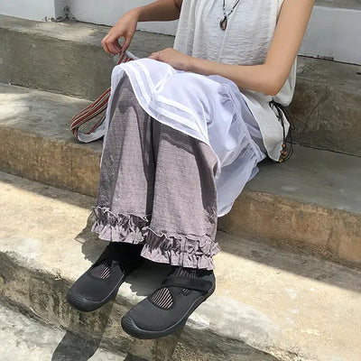 With Check Frill Pants
