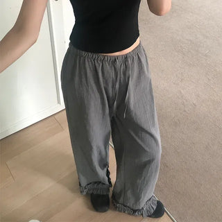 With Check Frill Pants