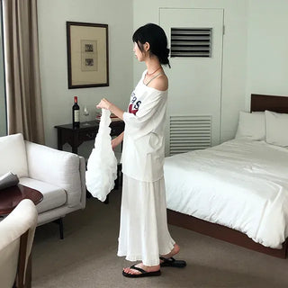 Flower Embroidered Frill Long Skirt