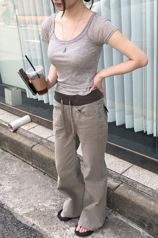 Tencel Layered Sleeveless Short-Sleeve Set