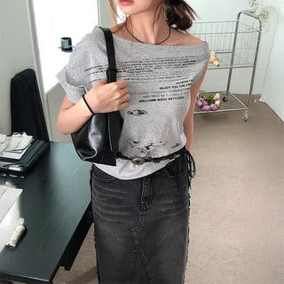 Side Fringe Denim Long Skirt