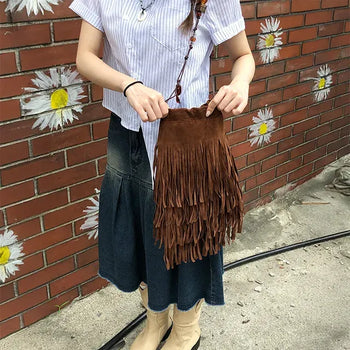 Suede Fringe Crossbody Bag
