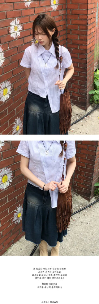 Suede Fringe Crossbody Bag
