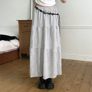Neko Check Pring Long Skirt