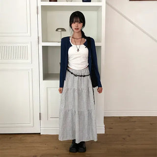 Neko Check Pring Long Skirt