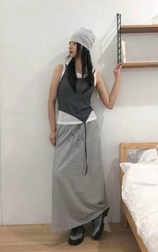 Beaded Banding Maxi Long Skirt