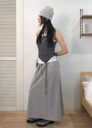 Beaded Banding Maxi Long Skirt
