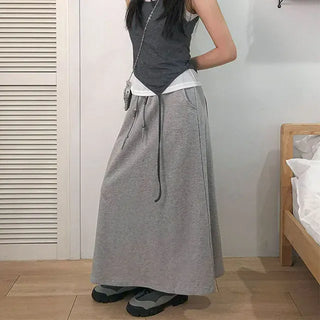 Beaded Banding Maxi Long Skirt